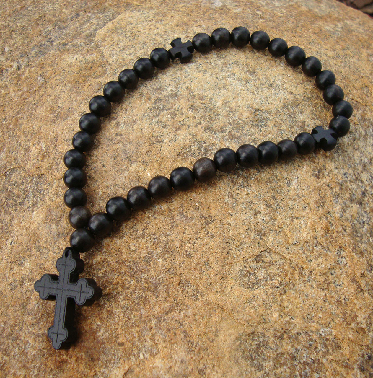 33 Black Floss Prayer rope with Honey Beads , Orthodox Christian