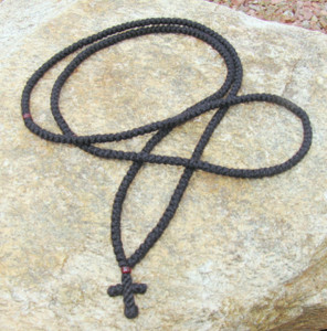 300-knot prayer rope - 2 ply with garnet beads