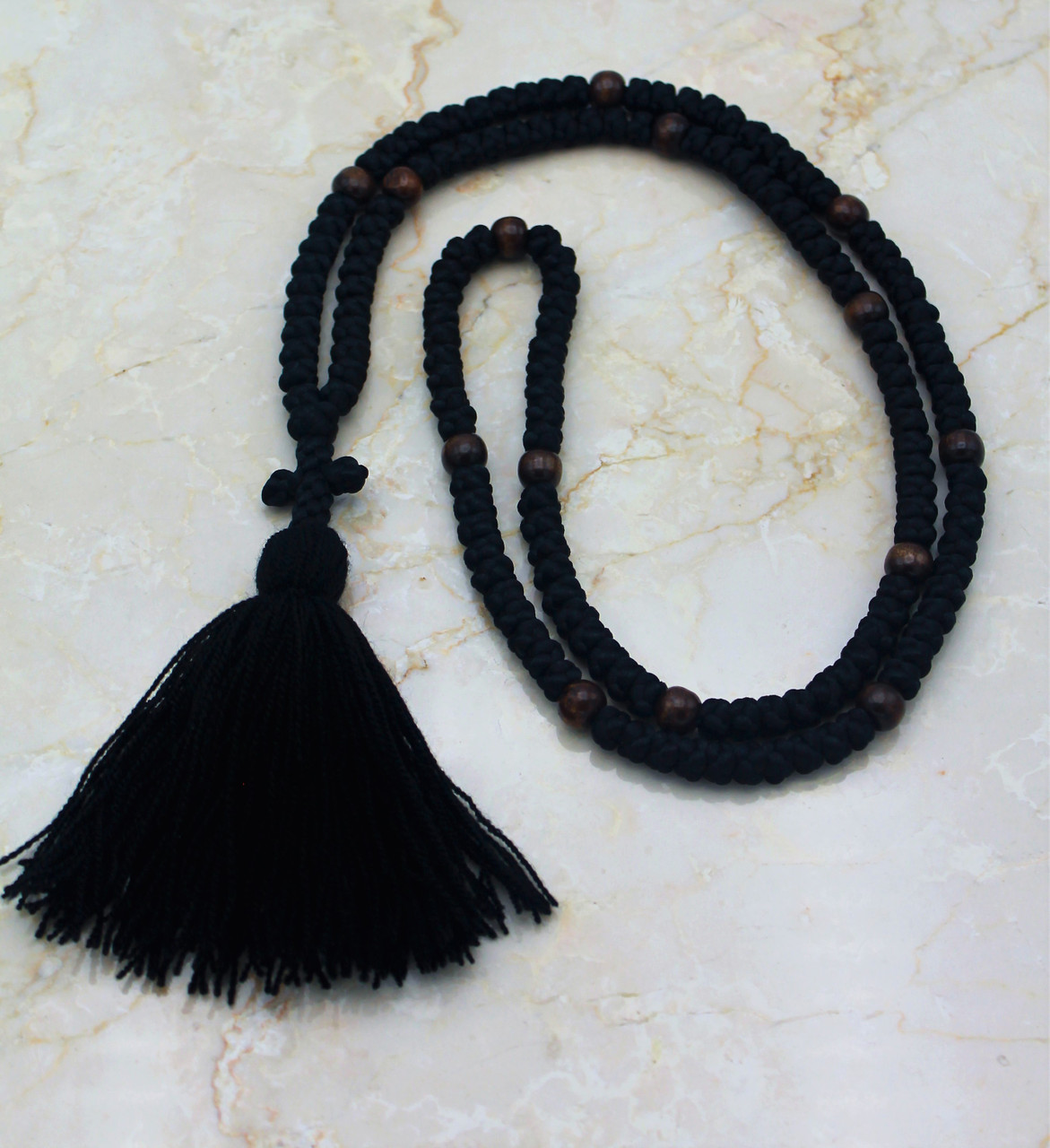 Christian 150-knot Prayer Rope 100% Wool (Black)