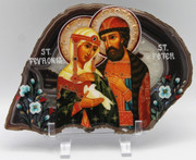 Agate Icon - Sts. Peter and Fevronia of Murom brown