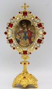 Red Jeweled Icon Stand - Archangel Michael