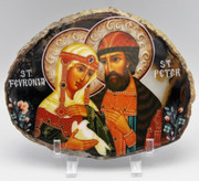 Agate Icon - Sts. Peter and Fevronia of Murom A1