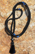 300 Knot Satin Prayer Rope with Tassel - blue beads