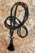 300 Knot Satin Prayer Rope with Tassel - red beads 