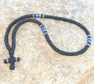 100-knot Greek with Accents - 3 ply with Blue Beads