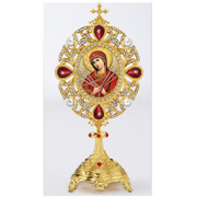 Red Jeweled Icon Stand - Softener of Evil Hearts