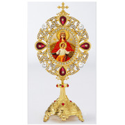 Red Jeweled Icon Stand - Reigning Mother of God