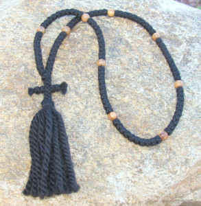 100-knot Russian Prayer Rope - 3 ply with Olive Wood Beads