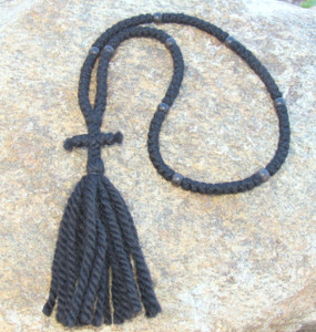 100-knot Russian Prayer Rope - 3 ply with Black Wood Beads