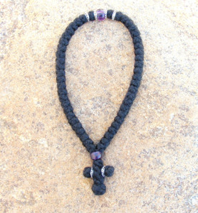 50-knot Greek with Accents - 3 ply with Purple Bead