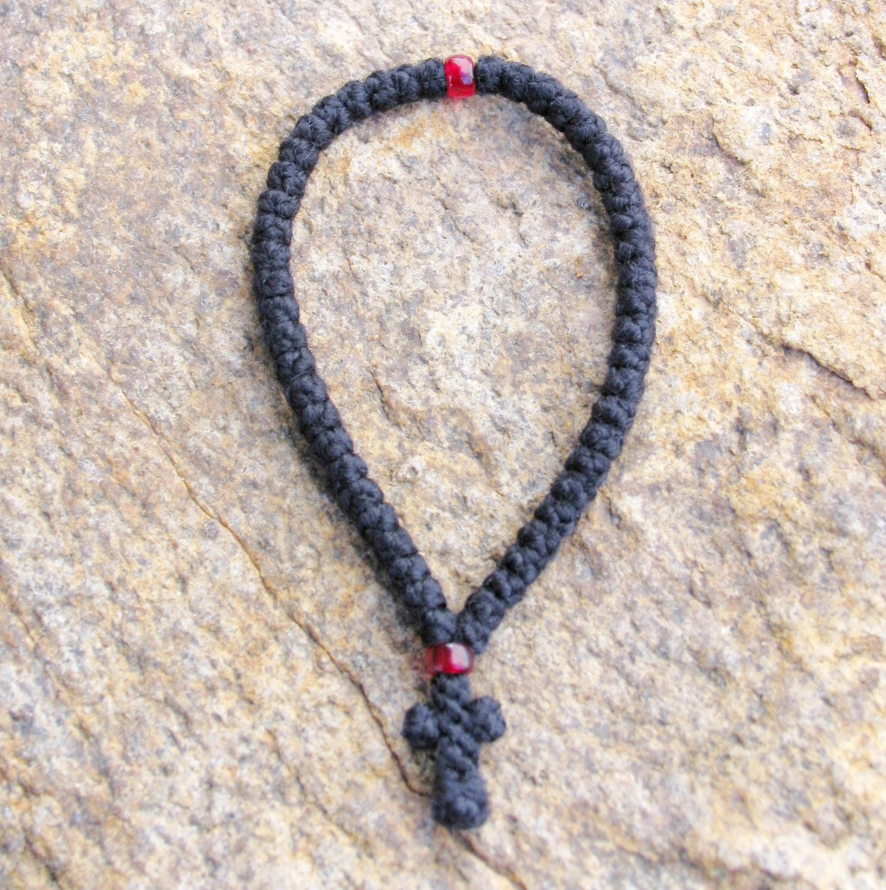 50-Knot Greek Prayer Rope - 2 Ply With Red Bead - St. Paisius Monastery ...