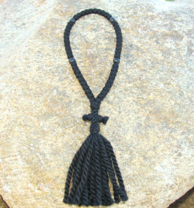 50-Knot Russian Prayer Rope - 3 ply with Black Wood Beads