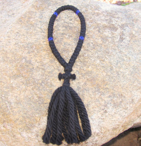 50-Knot Russian Prayer Rope - 4 ply with Blue Beads
