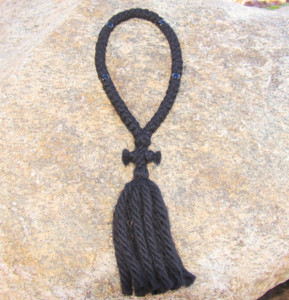 50-Knot Russian Prayer Rope - 4 ply with Black Beads