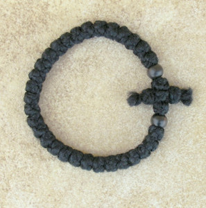 33-Knot Bracelet with Cross Bar - 2 ply with Black Wood Beads