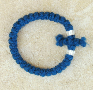 33-Knot Bracelet with Cross Bar - 2 ply Cobalt Blue
