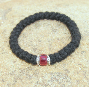 33-Knot Bracelet with Accents - 3 ply with Garnet Bead