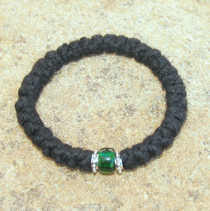 33-Knot Bracelet with Accents - 3 ply with Green Bead