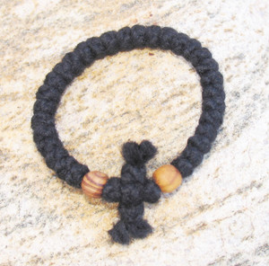 33-Knot Bracelet with Cross Bar - 3 ply with Wooden Beads