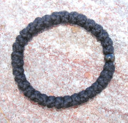 33-Knot Bracelet with Single Bead - 2 ply with Black Wood Bead