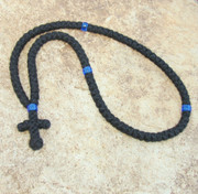 100-Knot Greek Prayer Rope - 3 ply with Blue Beads