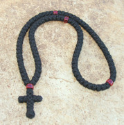 100-Knot Greek Prayer Rope - 3 ply with Garnet Beads