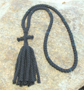 100-Knot Russian Prayer Rope - 4 ply with Black Beads