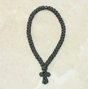 50-Knot Greek Prayer Rope - Satin with Black Bead