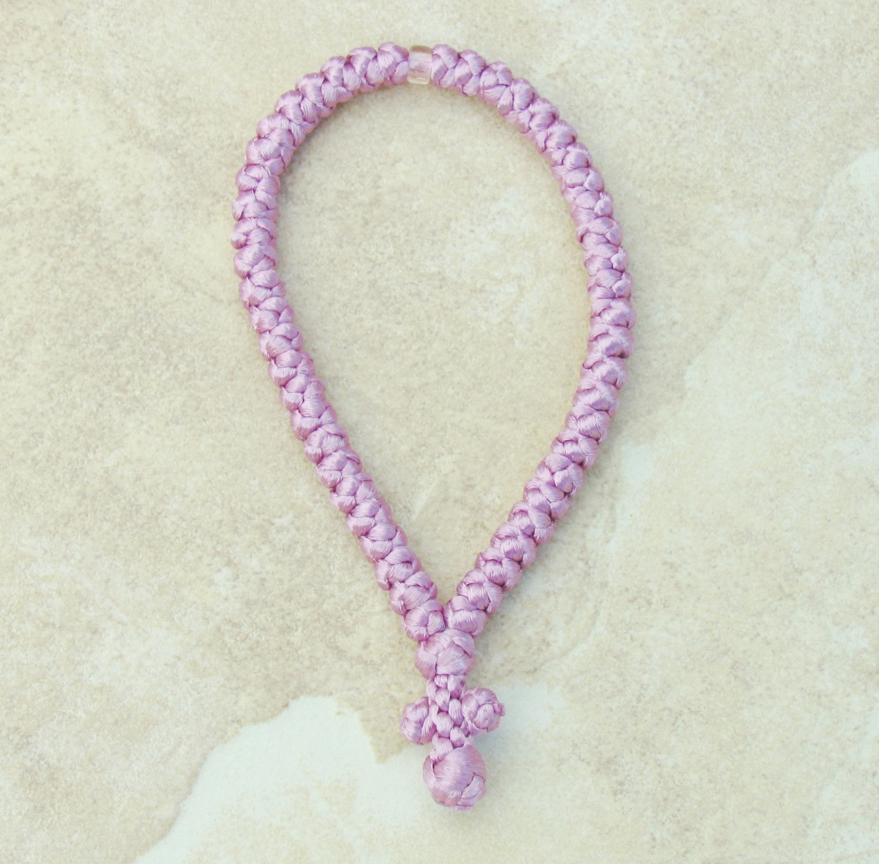 50-Knot Greek Prayer Rope - Mauve Satin - St. Paisius Monastery Gift Shop