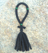 33-knot Russian Prayer Rope - 3 ply with Green Beads