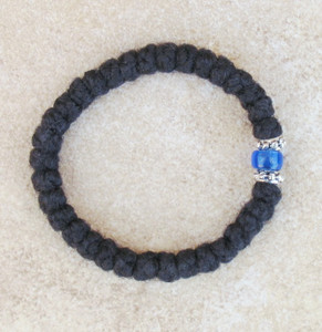 33-knot Bracelet with Accents - 2 ply with Blue Bead