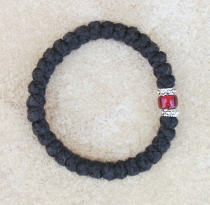33-knot Bracelet with Accents - 2 ply with Garnet Bead