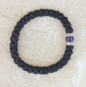 33-knot Bracelet with Accents - 2 ply with Purple Bead