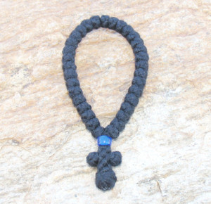 33-knot Greek Prayer Rope - 4 ply with Blue Bead