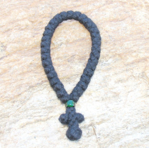 33-knot Greek Prayer Rope - 4 ply with Green Bead
