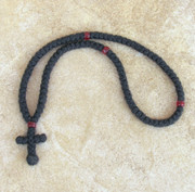 100-knot Greek Prayer Rope - 2 ply with Red Beads