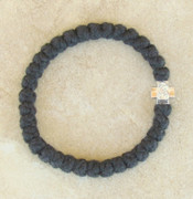 33-knot Bracelet with Cross Bead - 4 ply Black