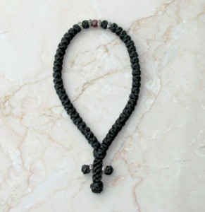 50-knot Greek with Accents - with Garnet Beads