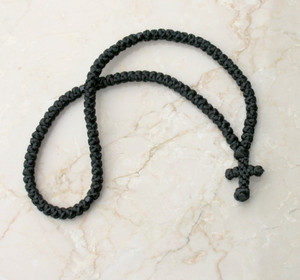 100-knot Greek Prayer Rope - with Black Beads