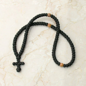 100-knot Greek Prayer Rope - with Olive Wood Beads