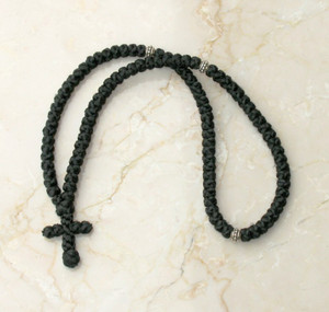 100-knot Greek Prayer Rope - with Silver Metallic Beads