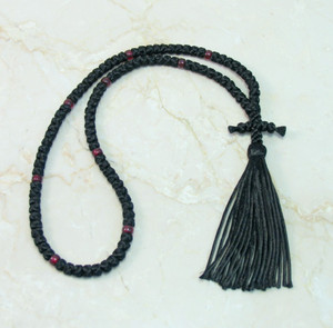 100-knot Russian Prayer Rope - with Garnet Beads