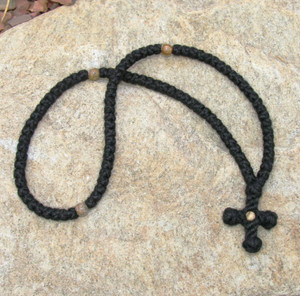 100-knot wool prayer rope with picture jasper beads