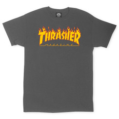 Thrasher Flame Logo Tee Charcoal