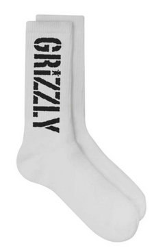 Grizzly Stamp Crew Socks White/Black