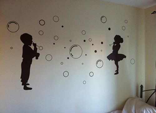 Kids and bubbles wall sticker