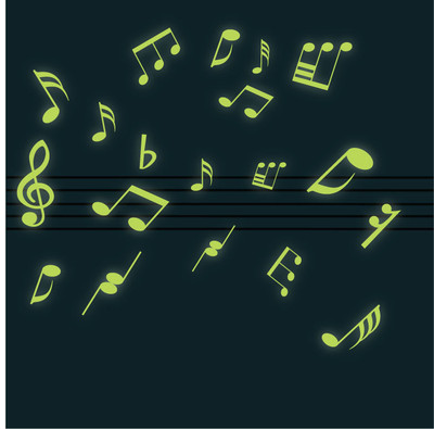 Glow in the dark musical notes wall stickers
