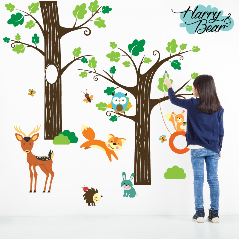 Large Woodland Tree & Animal Wall Stickers 1003 - Stickers Wall