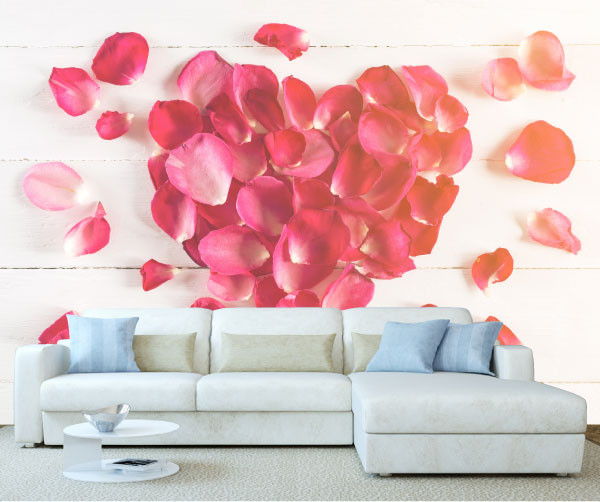 Heart Shaped Rose Flower Petals Wall Mural - Stickers Wall