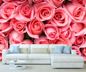 Pink Roses Flower Pattern Wall Mural